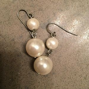NEW Bridal faux double Pearl drop Earrings